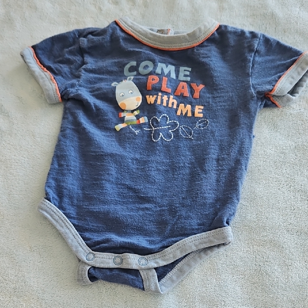 Source Unknown Blue Bodysuit with Playful Hippo Design